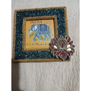 World Traveler Elephant Beaded  Decorative  Photo Frame 4×4